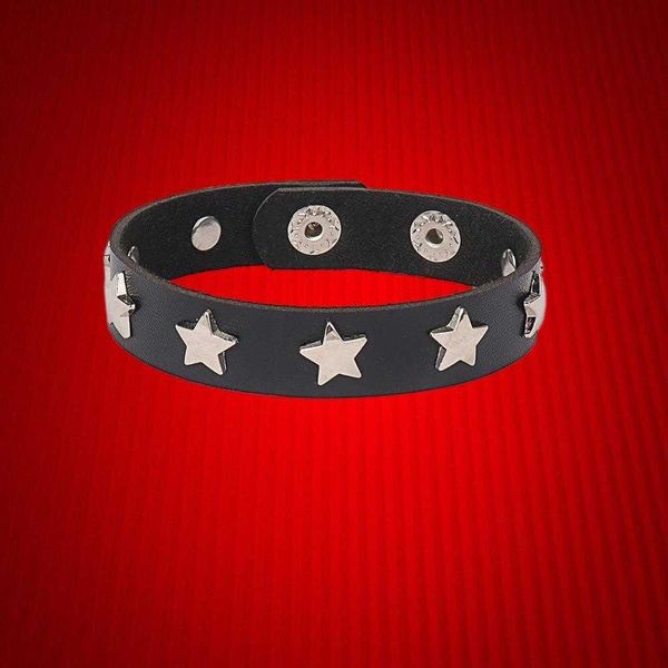 

punk xingx rivet leather bracelet personality simple pu, Golden;silver
