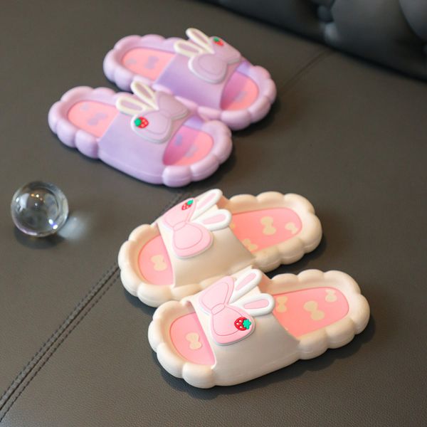 

slipper summer children' slippers cute cartoon bow soft comfortable non-slip breathable boys girls home casual slippers shoes kids 230, Black;grey