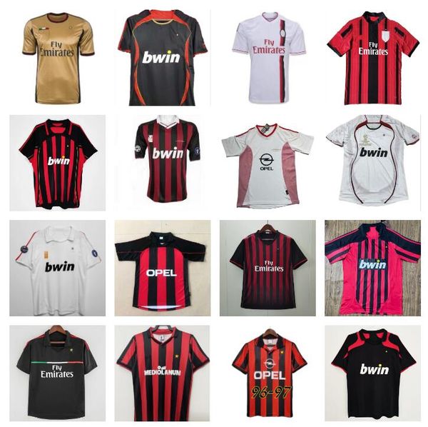 

1998 retro kaka baggio ac milans soccer jersey 00 01 02 03 04 05 06 07 gullit van basten baresi ronaldo shevchenko ronaldinho 93 94 95 96 ri, Black;yellow