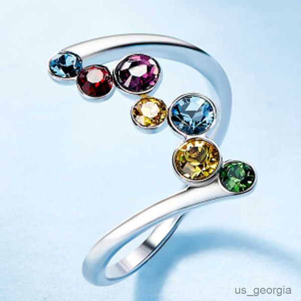 

band rings elegant romantic women ring band twist design luxury noble sliver color with colored zircon women ring, Silver