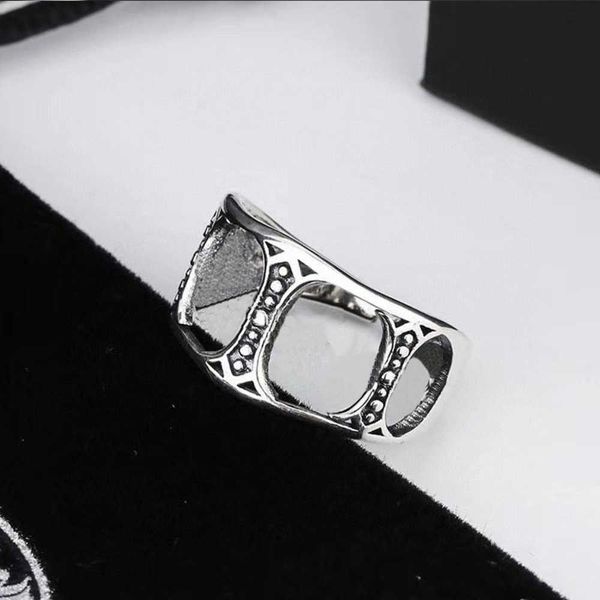 

luxury designer ring s925 sterling silver vintage openwork cross eternal hua rings for men openings adjustable punk trendy gift good nice