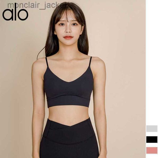 

desginer alo yoga summer sports outdoor bra women's back shockproof fitness bra tank 23ssa, White