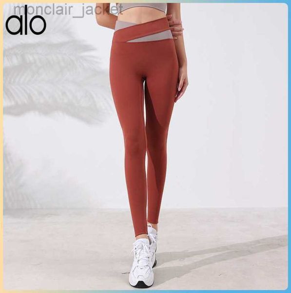 

desginer alos yoga leggings summer women's sports fitness nude running outdoor dance training tight capris, Black