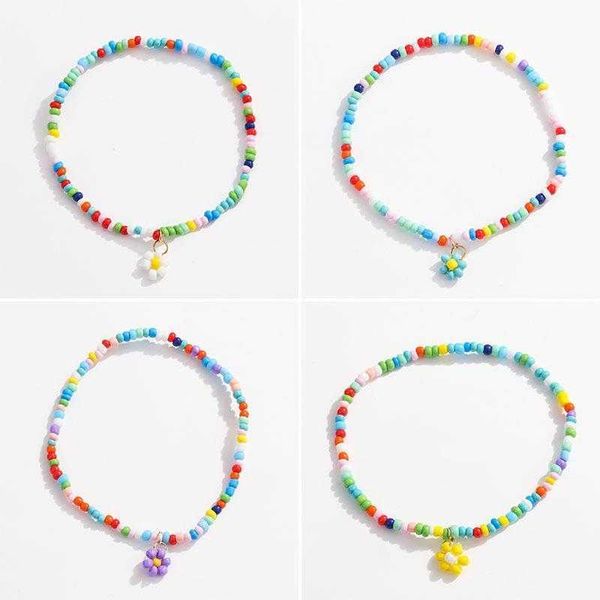 

korean little daisy beaded strand bracelet handmade self woven wholesale, Black