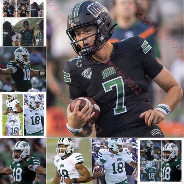 

ohio bobcats football jersey aramoni rhone sieh bangura chris mayfield bryce butler davion weatherspoon cannon blauser 2023 mens youth custo, Black