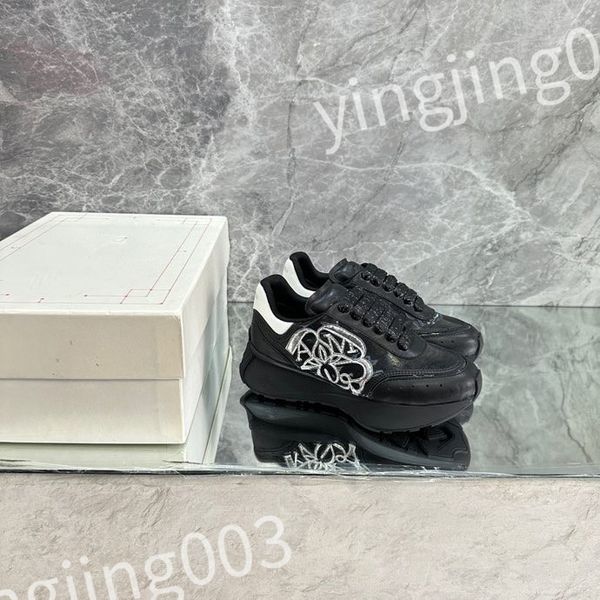 

designer woman's shoe leather lace up mens fashion platform sneakers white black mens womens casual shoes chaussures