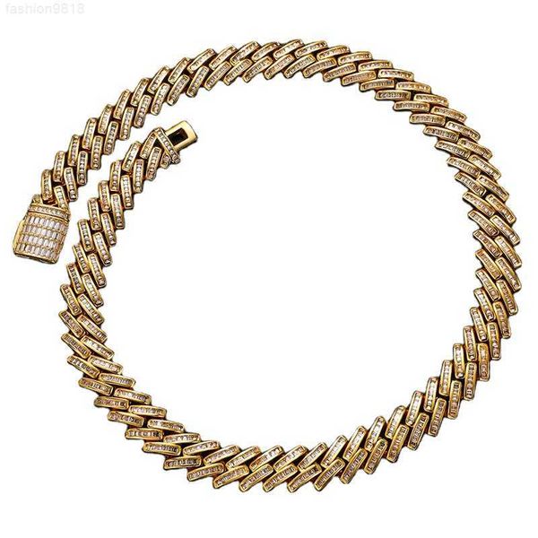 

price men jewelry 9-14mm 18k gold plated moissanite 925 sterling silver hip hop cuban link chain necklace