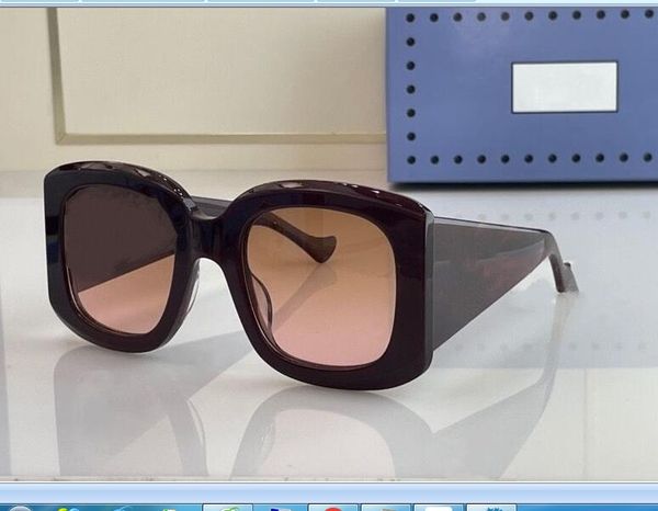 

2023 women men fashion sunglasses burgundy width plank frame brown square glasses available with box, White;black