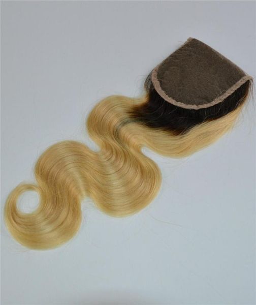 

ombre 1b613 dark root blonde hair peruvian body wave hair lace closure part 4x4 swiss lace closure1556536, Black;brown