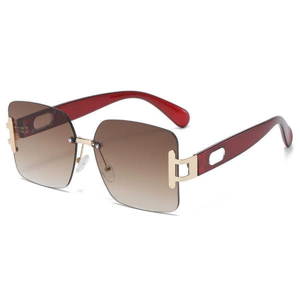 

new square frameless fashionable and trendy personalized sunglasses internet celebrity versatile ins glasses, White;black