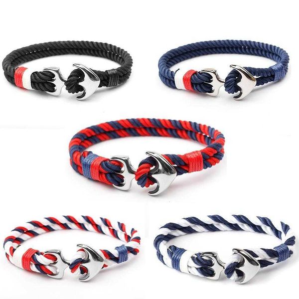 

stainless steel bracelet titanium anchor chain nylon rope ornament decoration accessories yiwu, Golden;silver