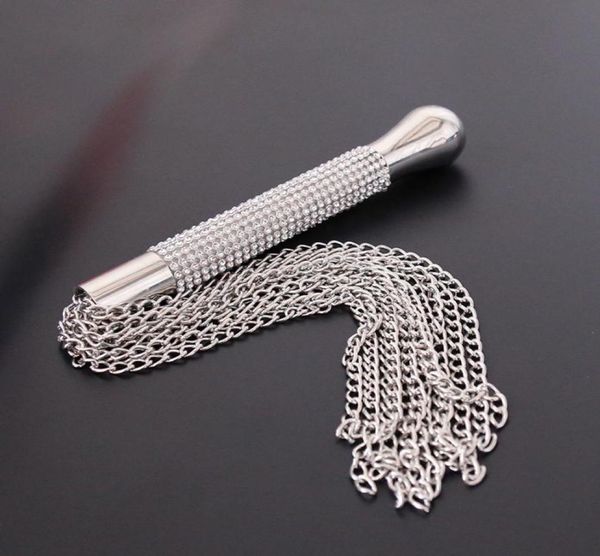 

new metal alloy chain tassel short horse riding whip crop crystal handle2193498