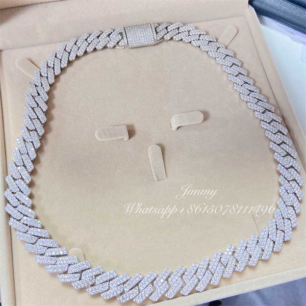 

wholesale price rectangle lock vvs moissanite diamond cuban link chain iced out chocker men, Silver