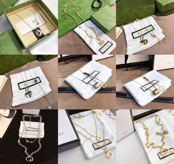 

20 style luxury designer pendant necklaces designers stainless steel plated letter for women wedding jewelry without box4267841, Silver