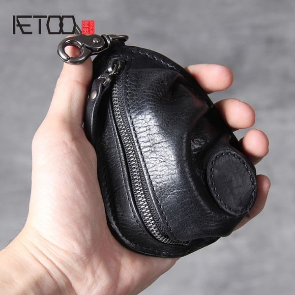 

bag organizer aetoo personalized retro first layer cowhide key case leather motorcycle coin purse 230509, Blue;pink