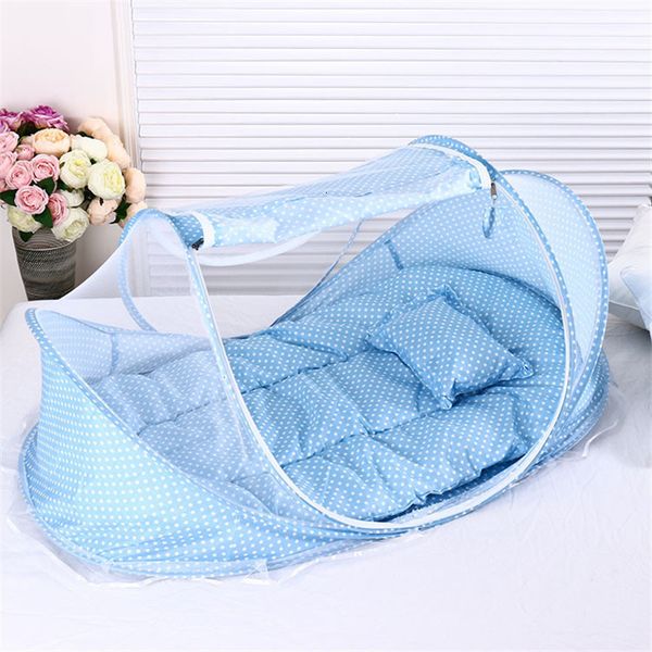 

crib netting summer baby mosquito net baby bedding crib three-piece suit foldable netting bed mattress pillow portable child sleep net 0-2 y