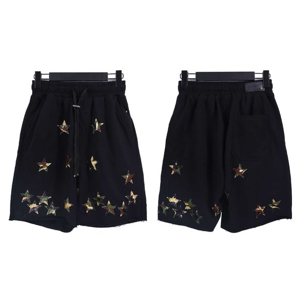 

men's and women's shorts 2023 fashion designer brand summer new star camo leather label high street casual loose american style, White;black