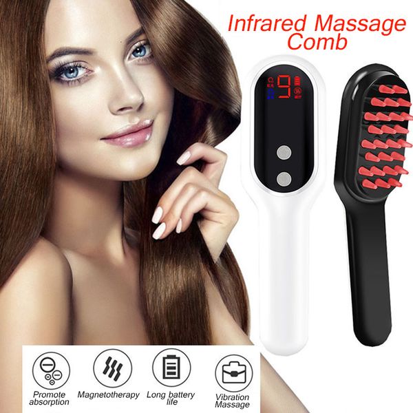 

hair brushes sisir penumbuh rambut elektrik gaya perawatan laser inframerah rontok sikat pemijat kepala lampu merah 230510, Silver
