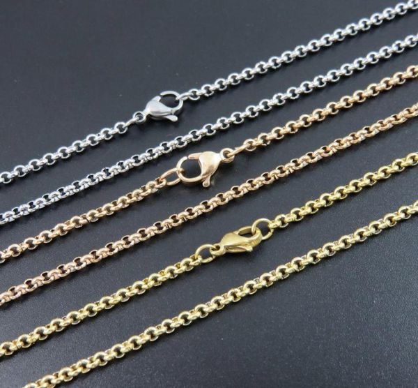 

chains necklace women stainless steel long men fashion rose gold chain pearl jewelry on the neck whole6296657, Silver
