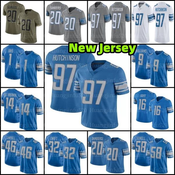 

aidan hutchinson jameson williams football jersey 26 jahmyr gibbs jared goff barry sanders amon-ra st. brown mens youth womens jack campbell, Black;red
