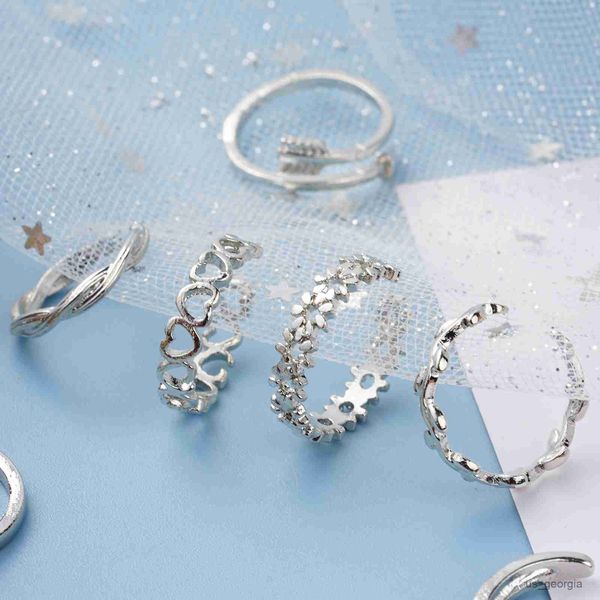 

band rings summer fashion foot leg beach geometric open barefoot finger rings cute arrow heart feather toe rings women jewelry, Silver