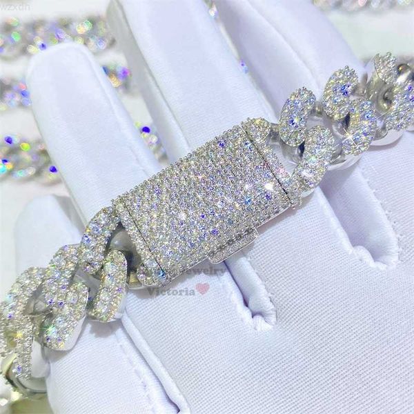 

hip hop rapper jewelry gra certificate pass diamond tester 15mm iced out moissanite men bracelet diamond, Golden;silver