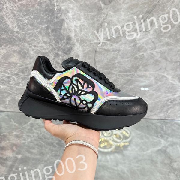 

luxury designer woman's shoe leather lace up mens fashion platform sneakers white black mens womens casual shoes chaussures