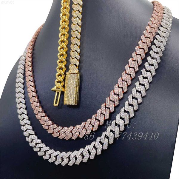 

new arrival pass diamond tester jewelry 10mm width s925 hip hop necklace vvs moissanite diamond cuban link iced out cuban link, Silver
