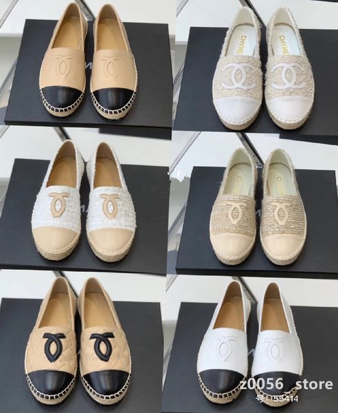 

2023 classic luxury designer lazy shoes genuine leather women's espadrilles slip on loafers shoe brands comfortable canvas flat fisherm, Black