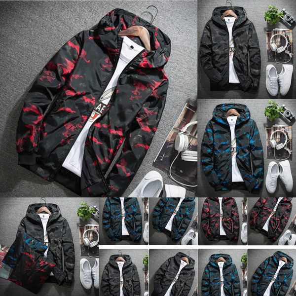 

thin mens jackets casual camouflage jacket spring autumn male female windbreaker windrunner zipper cardigan coat outdoor hooded sports f5hy, Black;brown