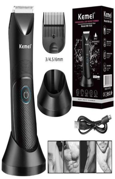 

electric shavers kemei 1838 washable groin body trimmer for men women electric face beard hair trimmer rechargeable pubic ball bod8882025