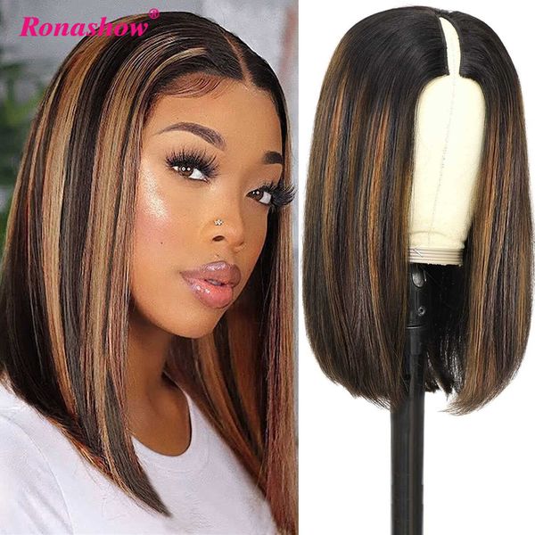 

hair wigs v part human no leave out blonde highlight bob short straight brazilian ombre for women180% 230510, Black