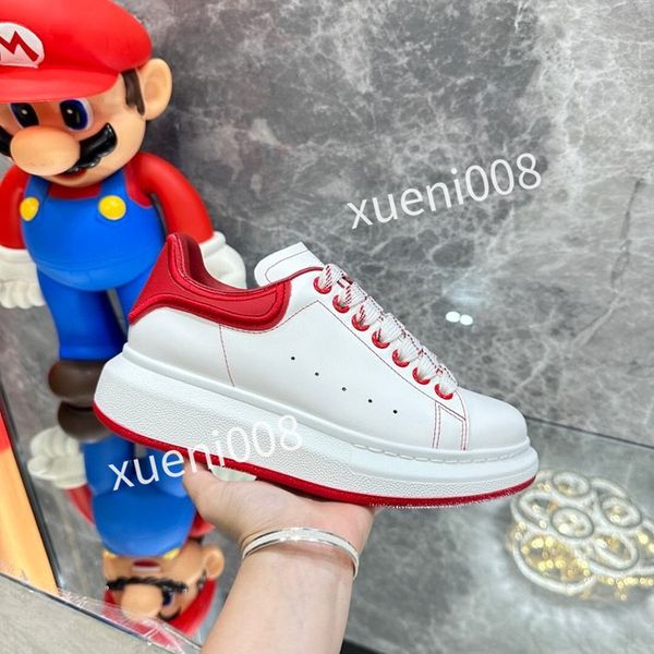 

2023new women casual shoes designer womens leather lace-up sneaker fashion running trainers letters woman shoes flat printed gym sneakers, Red;white