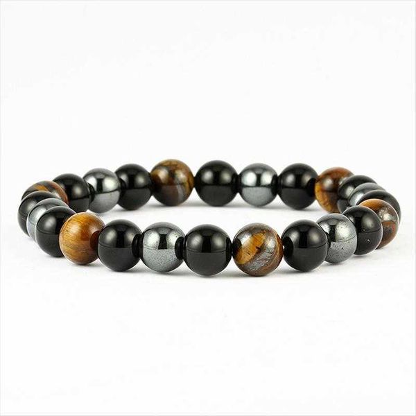 

haematite tigereye black agate spacer bracelet mens wholesale, Golden;silver