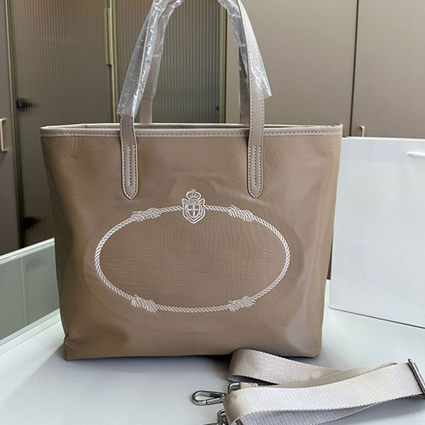 

large shopping bag women handbag shoulder bags leather handle wide strap zipper closure embroidered letter large capacity pockets