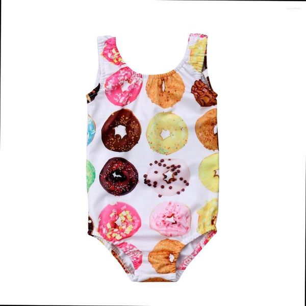

women's swimwear little girls donuts printing swimsuit toddler baby kid girl cartoon swimsuits swimming bikini bathing suit, White;black