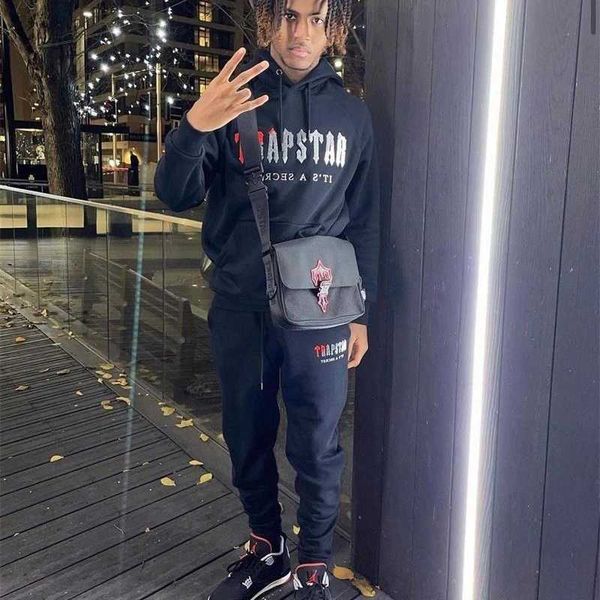 

designer clothing mens sweatshirts tracksuits hoodies trapstar red black towel embroidered plush sweater pants for men women loose fit pure