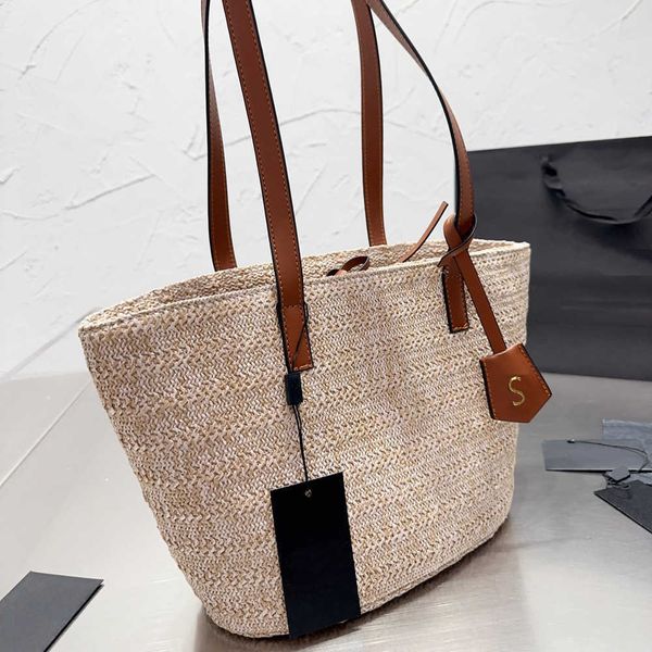

designer beach bag the tote bag women straw crochet handbag womens fashion classic large capacity lady solid color handbags 230218