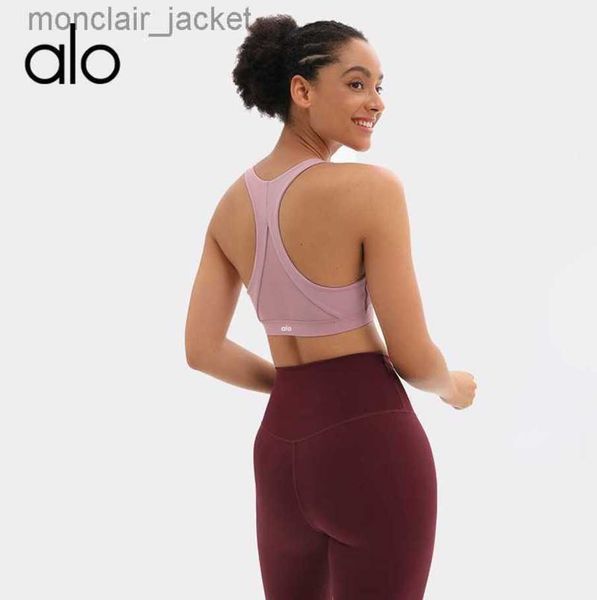 

desginer alo yoga sports bra women's summer high strength shockproof running fitness suit bra beauty tank large 23ssa, White