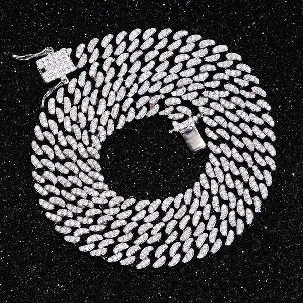 

rts s925 silver 6mm single row cuban chain iced out moissanite gold plated necklace bracelet cuban link for men jewelry