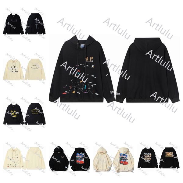 

men's hoodies sweatshirts 2023 brand hoodie designer galleryes depts gary painted graffiti used letters printed loose casual fashion me, Black