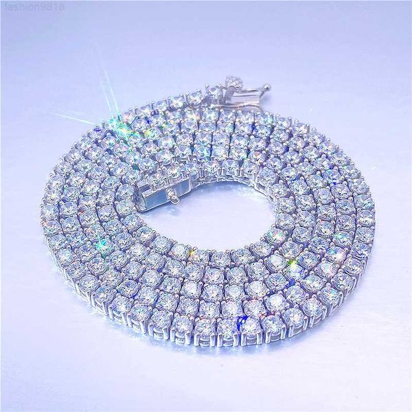 

luxury moissanite necklace jewelry 925 silver 4mm tennis bracelet chain set vvs moissanite tennis chain
