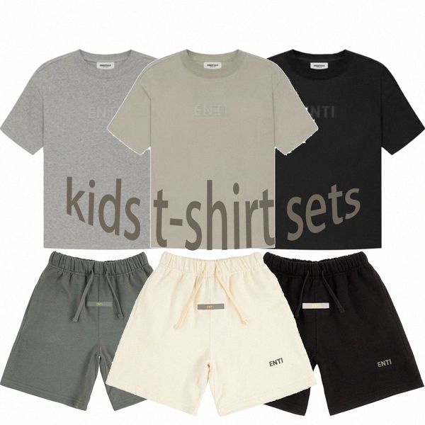 

kids ess baby clothes sets children designer youth boys girls clothing summer sports t-shirt baby suits size 110-16 51he#, White