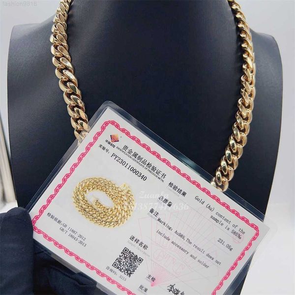 

12mm 20 inches 14k solid gold link chain necklace real 14k yellow gold necklace miami cuban chain, Silver
