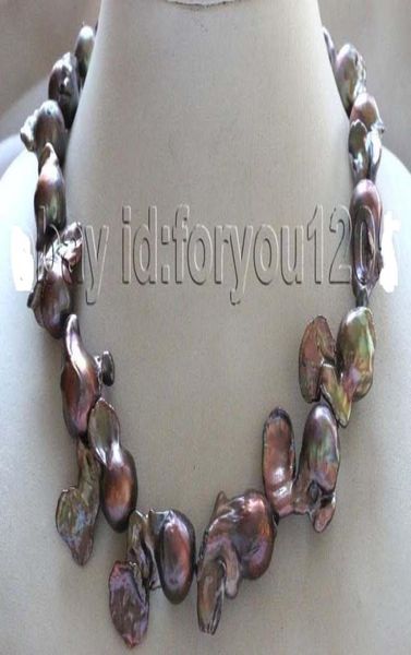 

fine pearl jewelry genuine 2530mm chocolate baroque reborn keshi pearl necklace 1820inches 14k7214908, Silver
