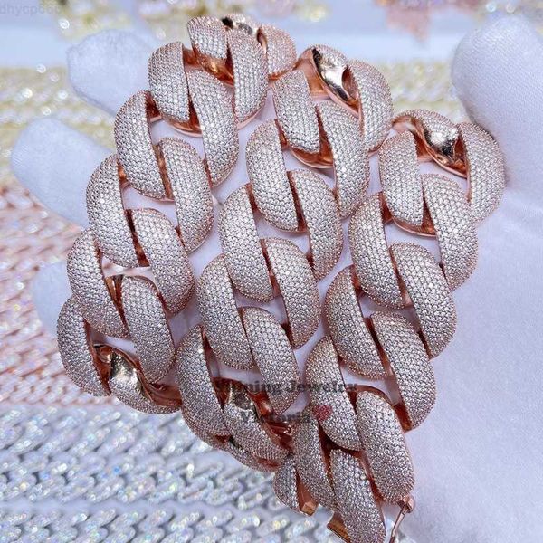 

hip hop men fashion buss down 28mm thick miami iced out vvs gra moissanite diamond cuban chain, Silver