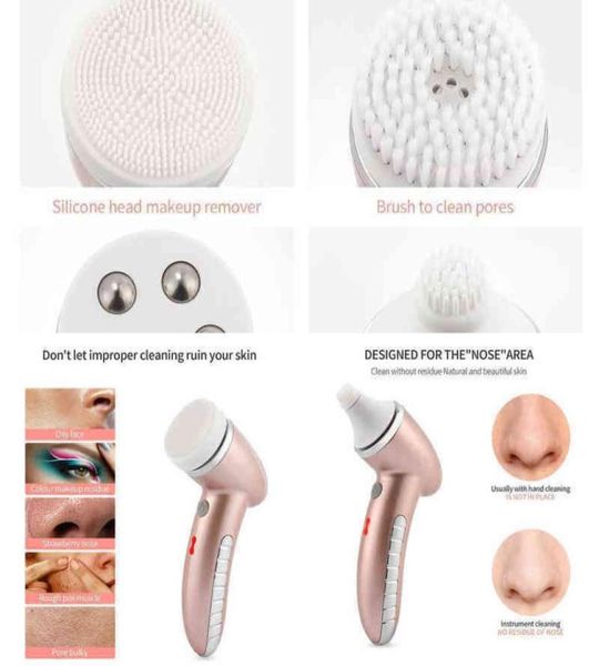 

nxy face care devices 4in1 electric facial massage roller cleaner deep pore cleaning silicone brush blackhead makeup remover rol3996094