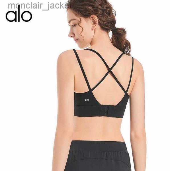 

desginer alo yoga one piece fixed cup sports bra shockproof high strength fitness bra back tank 23ssa, White