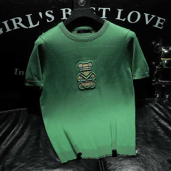 

men's t-shirts luxurioussummer sweatshirt men women t shirt tb bear embroidery short sleeved tshirt burb designer tshirt round-neck swe, White;black