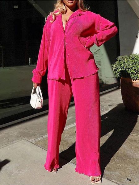 

women's two piece pants green summer trouser suit candy color pleat wide leg with shirts large size set for women tracksuit 2023 230509, White